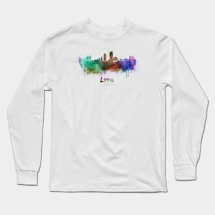 Lyon skyline in watercolor Long Sleeve T-Shirt